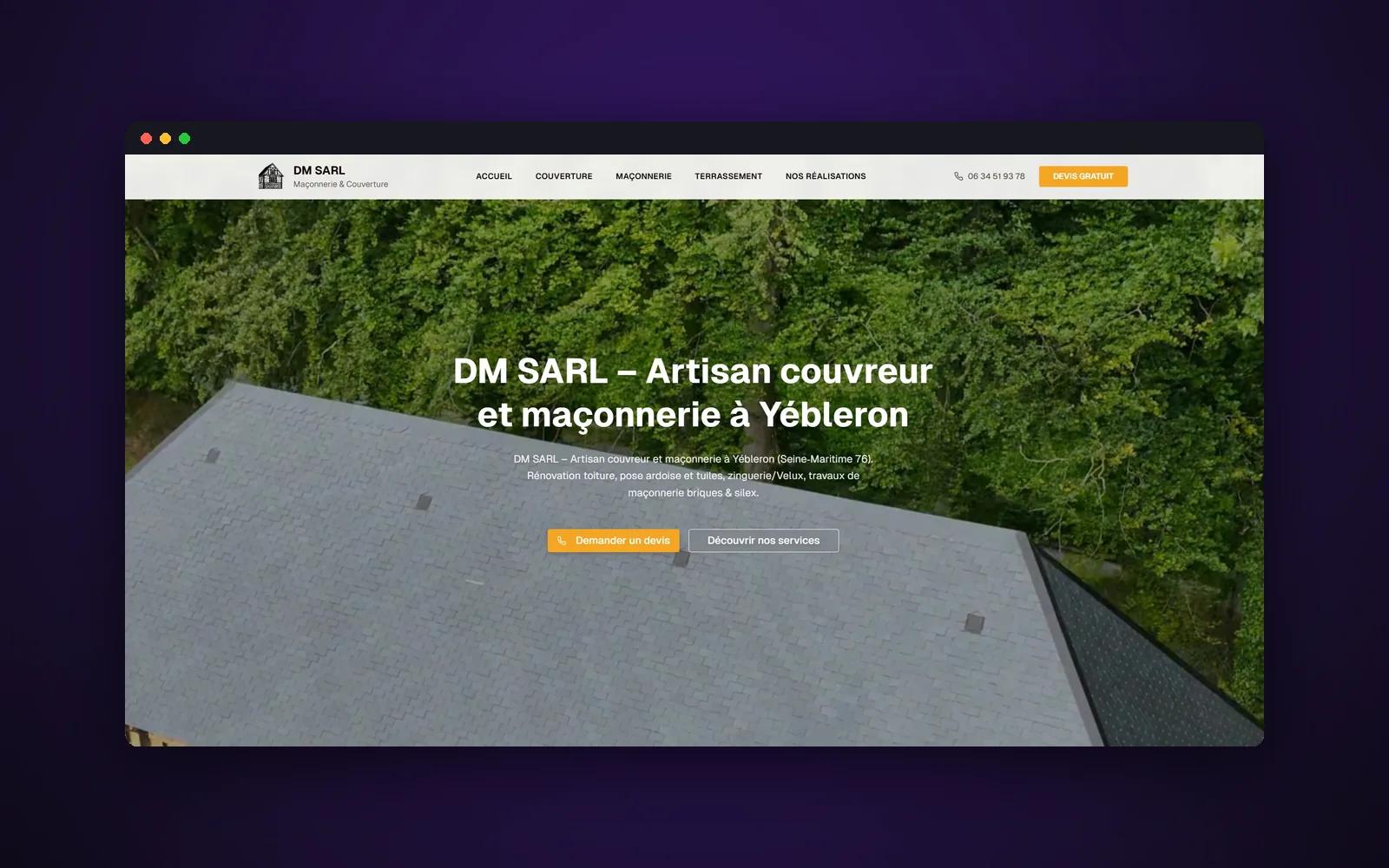 Site DM SARL — maçon couvreur