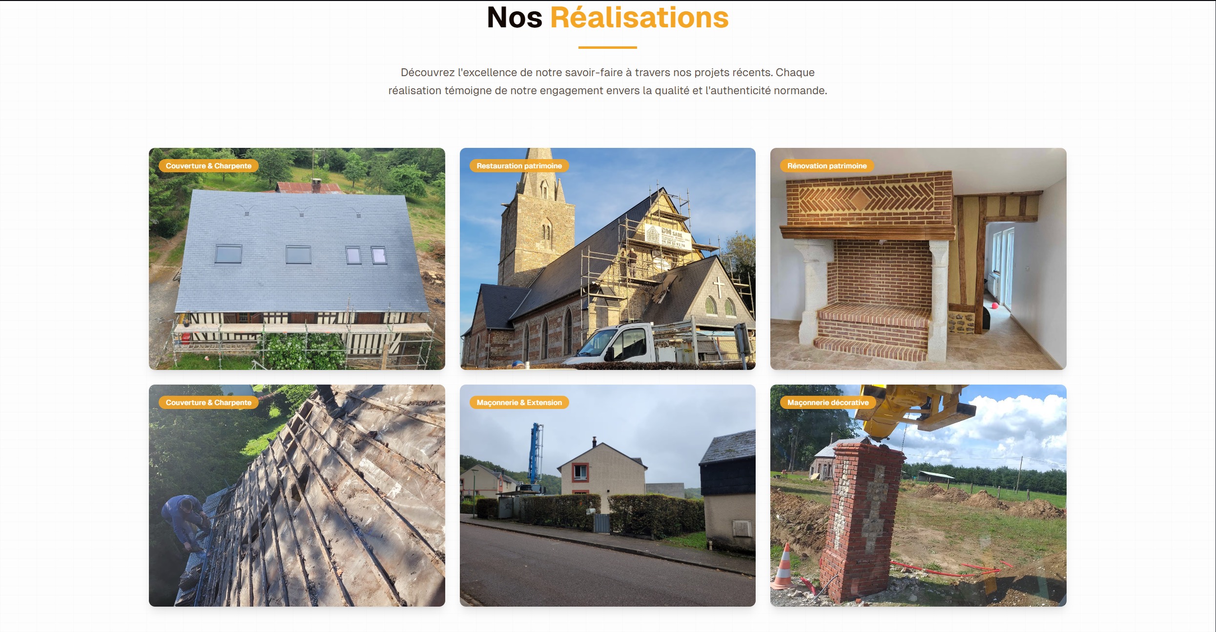 Page réalisations DM SARL